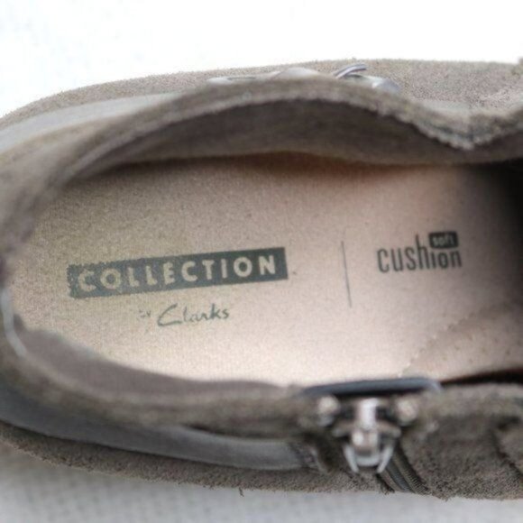 Clarks Collection Women's Size 10 Brown Suede Zip Up Heeled Ankle Booties - Picture 5 of 6